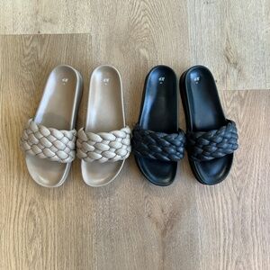 H&M Braided Black and Putty Slides